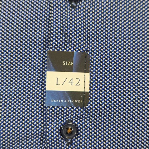 Denim & Flower Ricky Singh Poplin Dress Shirt L Slim Fit NWT - Picture 3 of 10